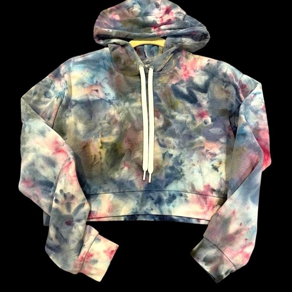 H&M Tops - Divided H&M ice dyed crop hoodie sweatshirt XS OOAK